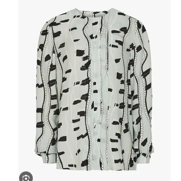 Reiss Sienna Snake Print Long Sleeve Top Size 4 Cream Multi - Picture 8 of 11